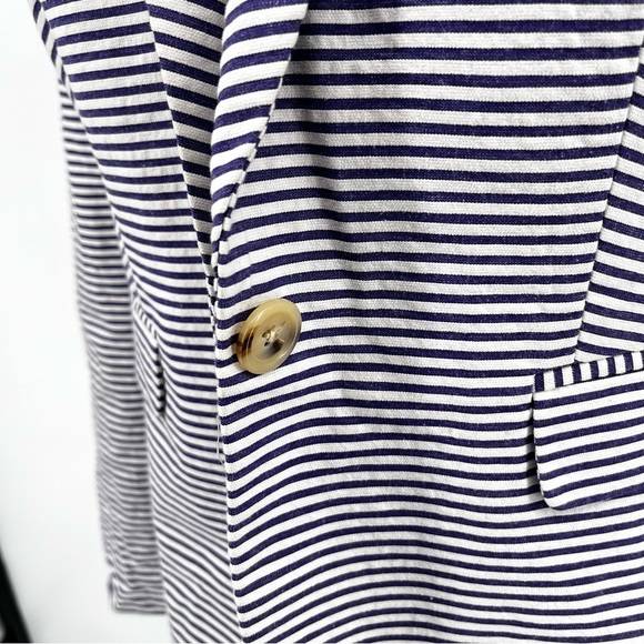 J. Crew Purple Striped Seersucker Blazer Cotton Size‎ 6 Classic Casual Coastal - Picture 7 of 13